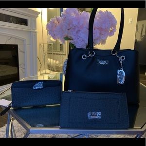 Guess black large satchel and wallet